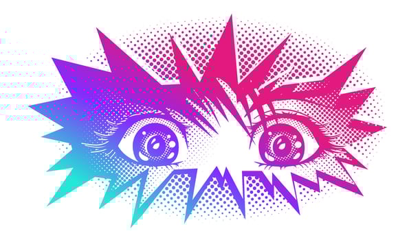 Eyes rainbow of a girl in the style of manga. vector