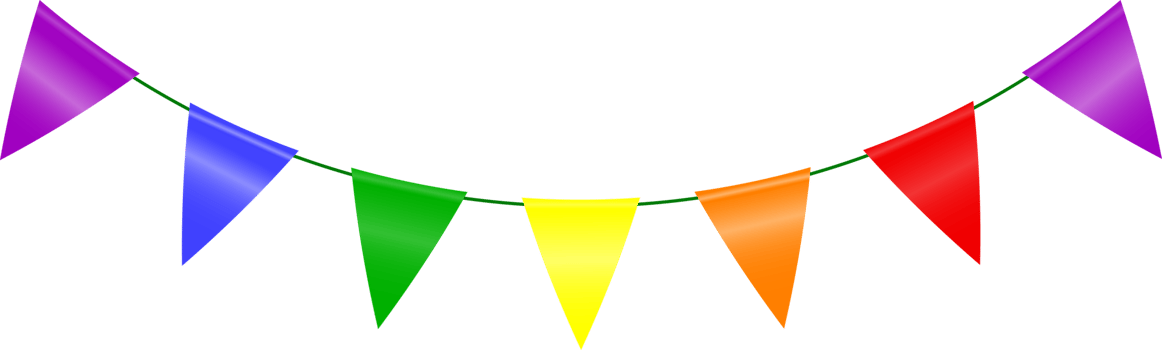 String of colorful rainbow pennant flags in triangular shapes. Isolated on transparent background. png
