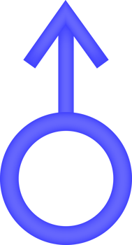 Blue male gender symbol with an arrow pointing upwards. Isolated on transparent background. png