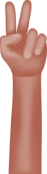 Hand making a peace sign with two fingers up. Isolated on transparent background. png