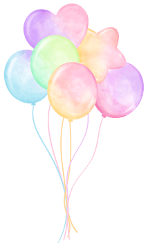 Vibrant Pastel Balloons  Bouquet with Strings Watercolor png