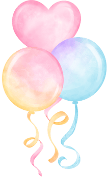 Vibrant Pastel Balloons  Bouquet with Strings Watercolor png