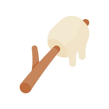 Marshmallow skewers. Campfire activities for hikers Roasted marshmallow until sticky vector