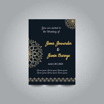 Luxury wedding invitation card design set. Luxury vintage golden vector invitation card template