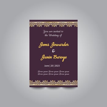 Luxury wedding invitation card design set. Luxury vintage golden vector invitation card template