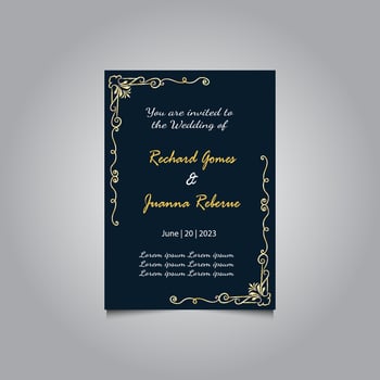 Luxury wedding invitation card design set. Luxury vintage golden vector invitation card template