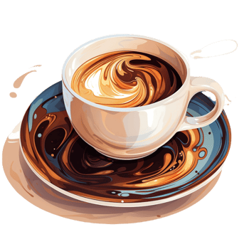 Caffeine Creativity Coffee Cup Art Showcase, AI generated png