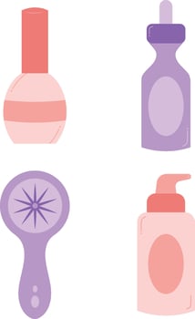 Cosmetic Skincare Product. Moisture cream, acid, anti wrinkle serum, ceramide, collagen, retinol compound, sunscreen vector illustration.