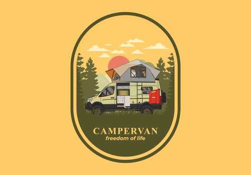 Large van with roof tent illustration design vector