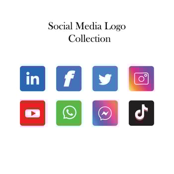 Popular social network logo icon collection vector