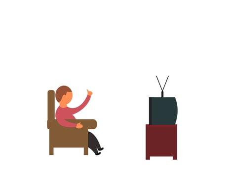 flat design watching tv vector illustration