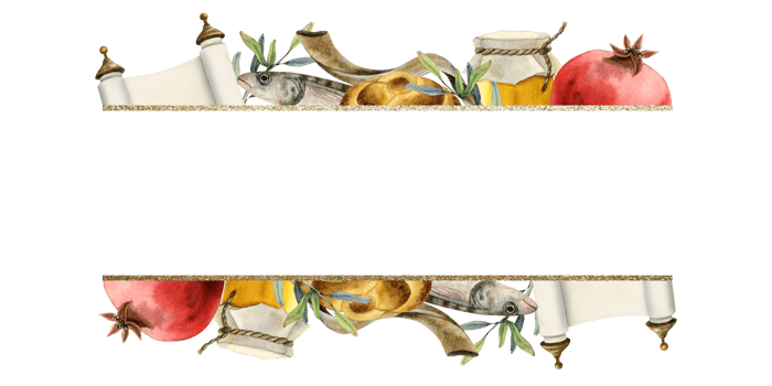Rosh Hashanah and Yom Kippur rectangular greeting banner template with copyspace watercolor illustration for Jewish New year. Shana tova, pomegranates, honey, challah png