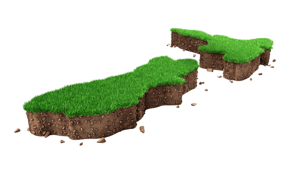 New Zealand Map with green Grass 3d illustration png