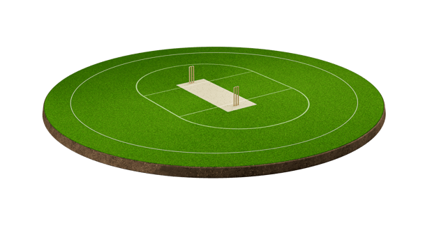 Cricket Stadium Front view on cricket pitch or ball sport game field, grass stadium or circle arena for cricketer series, green lawn or ground for batsman, bowler. Outfield 3D Illustration png