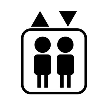 Elevator icon and two passenger icons. vector