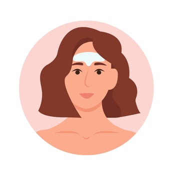 Cosmetic collagen Forehead Wrinkle Patches. Home daily facial skin care. Vector illustration
