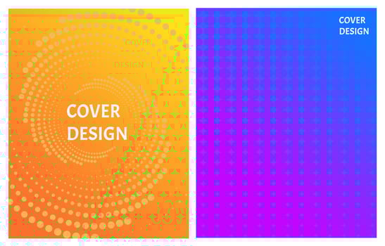Bright retro covers with dots and gradient. Backgrounds with halftones and stars. Pop art comics book cartoon magazine cover. vector