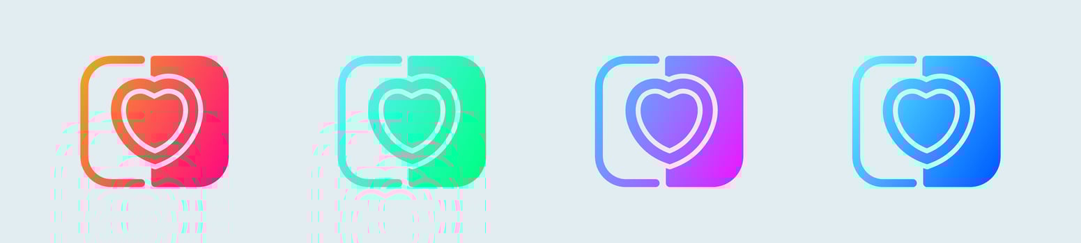 Match solid icon in gradient colors. Soulmate signs vector illustration.