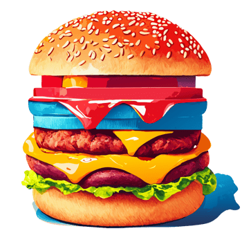 Watercolor hand drawn burger. AI generative png