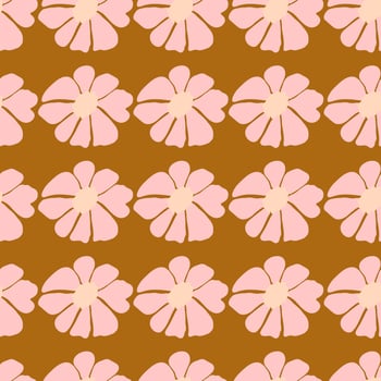 Retro groovy flowers seamless pattern. Vintage floral background. Abstract stylized botanical wallpaper vector