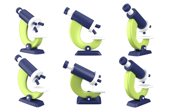 3d rendering of microscope, fit for design assets of education and science, back to school concept, office, etc. 3d icons set with isolated white background png