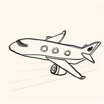 air plane drawing doodle with background cream vector