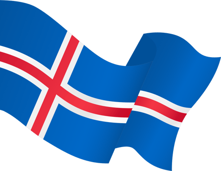 Iceland  flag wave isolated on png or transparent background
