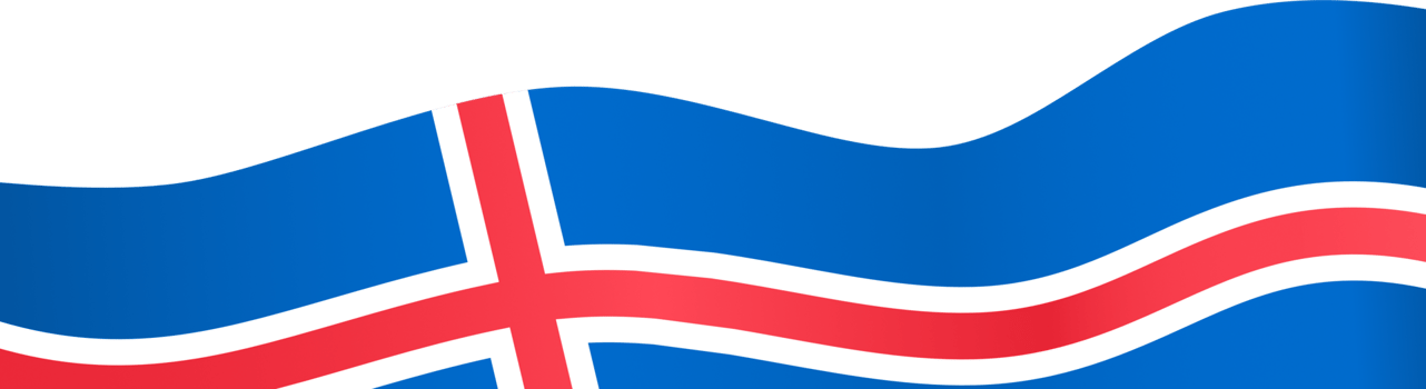 Iceland  flag wave isolated on png or transparent background