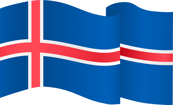 Iceland  flag wave isolated on png or transparent background