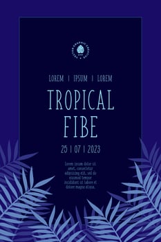Poster Hand Drawn Tropical Leaves Abstract Doodle Background Design vector