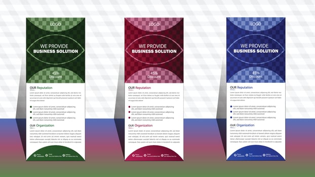 Roll up banner template. layout corporate roll up banner signage standee template. professional corporate roll up banner design. vector