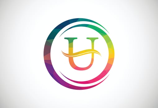 Low Poly and initial U letter logo design, Vector illustration