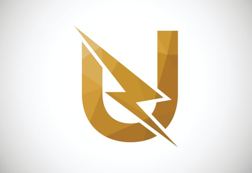Low Poly and initial U letter logo design, Vector illustration