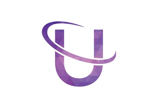 Low Poly and initial U letter logo design, Vector illustration