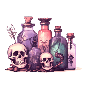 AI Generative Watercolor witch magic potion on transparent background png