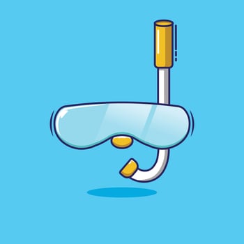 Flat design vector of snorkeling equipment gear cartoon