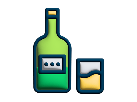 a 3d Beer bottle and glass icon on a transparent background png