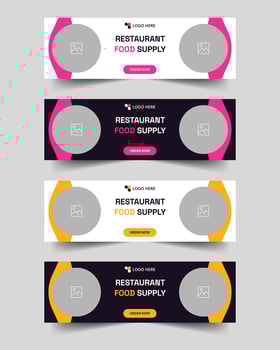 Restaurant food delivery web banner design vector