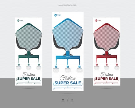 Fashion Trendy Modern corporate business marketing x stand rollup pullup signage retractable eye catchy gradient multiple color banner design vector template
