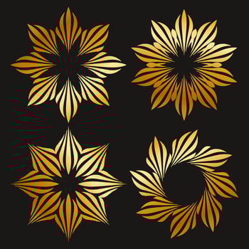 collection of abstract gold star badges vector