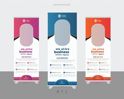 Creative business agency fashion, graduation celebration, roll-up banner design or pull-up banner template vector