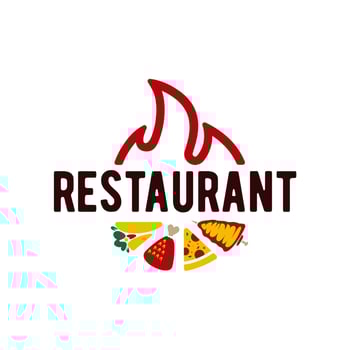 Restaurant logo. Kebab, shawrma, pizza and drum stick chicken for fast food restaurant logo vector illustration