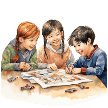 Students study together to do homework and are going to school. png