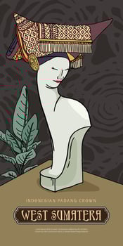 Indonesian traditional Wedding crown illustration. West Sumatera traditional hat. vector