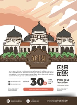 Poster event layout template for tourism with Aceh culture illustration vector