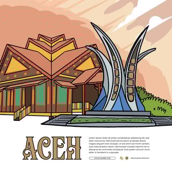 Social media post layout template for tourism with Aceh culture illustration vector