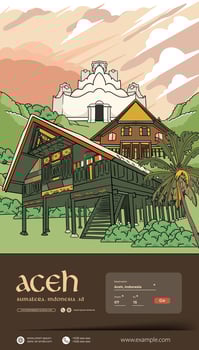 Cover Book Magazine layout template for tourism with Aceh culture illustration vector