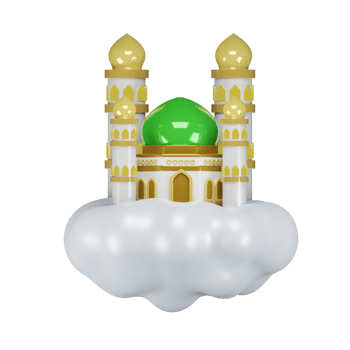 3d render illustration of islamic ramadan maulid icon on cloud png