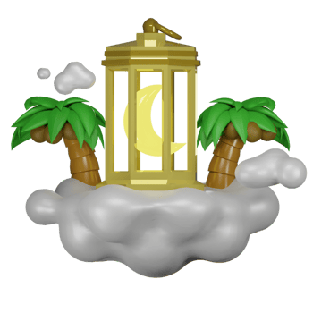 3d render illustration of islamic ramadan maulid icon on cloud png