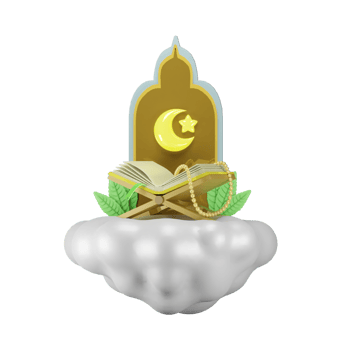 3d render illustration of islamic ramadan maulid icon on cloud png